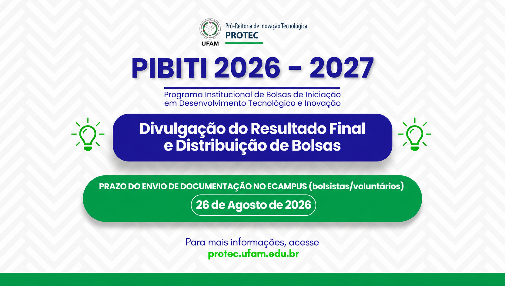 PIBITI 2026/2027 - Resultado Final e Distribuição de Bolsas
